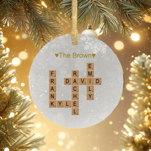 Make oneCustom Crosswords Ornament , Personalized Christmas Ornament, Gift for Family - 