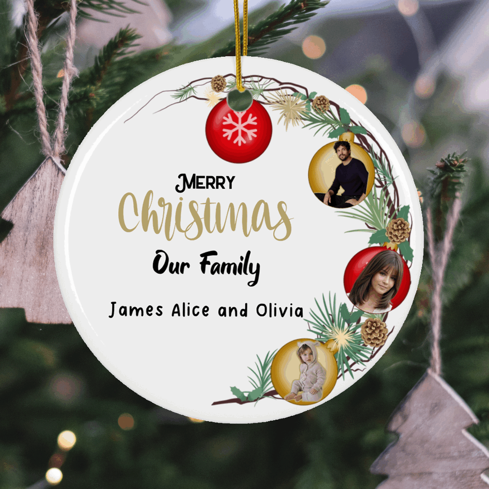 Personalized Christmas Ornament - Custom Family Photo Christmas Tree Decoration