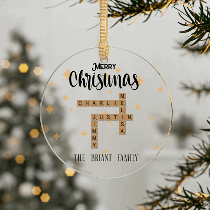 Personalized Christmas Ornament - Custom Family Names with "Merry Christmas" Theme