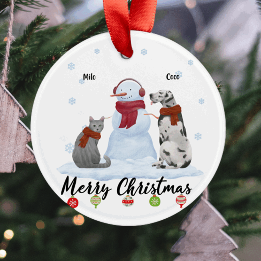 Make onePet with Snowman, Personalized Christmas Ornaments, Gift for Petlovers - 