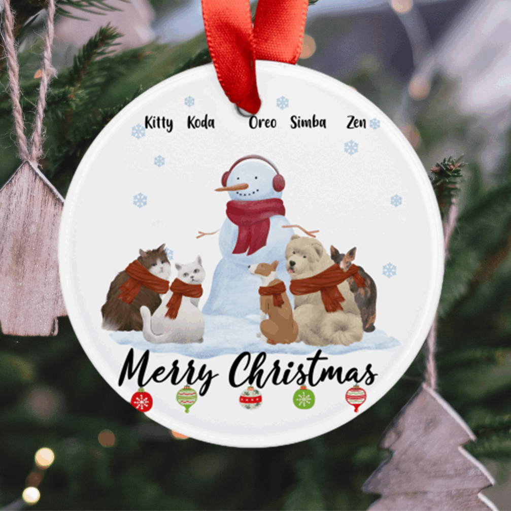 Make onePet with Snowman, Personalized Christmas Ornaments, Gift for Petlovers - 