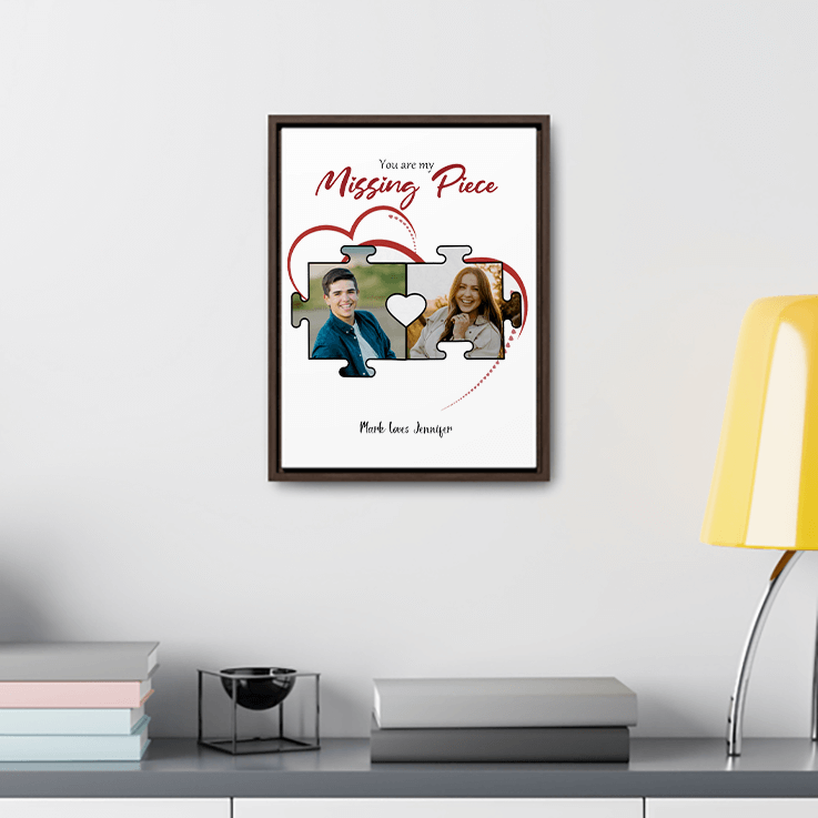 Make oneYou are my Missing Piece, Custom Framed Canvas Print, Personalized Photo Posters, Anniversity Gift, Gift for Her - 